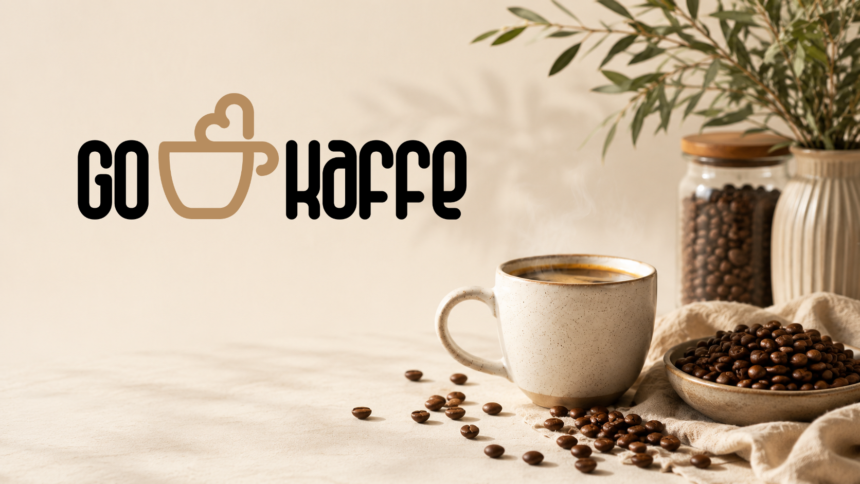 Kaffekopper og kaffebønner