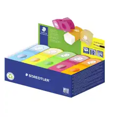 STAEDTLER Pencil sharpener w/tube+eraser neon ass