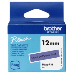 Brother Btag F31 Merketape Sort på Lilla 12mm 4m