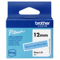 Brother Btag L33 Merketape Blå på Lys Blå 12mm 4m