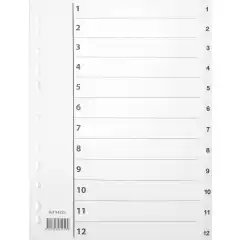 Register plast m/indeksark A4 1-12 hvit