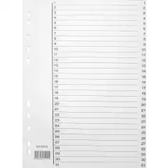 Register plast m/indeksark A4 1-31 hvit