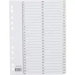 Register plast m/indeksark A4 1-54 hvit