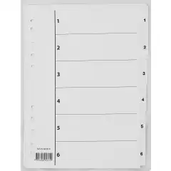 Register plast m/indeksark A4 1-6 hvit