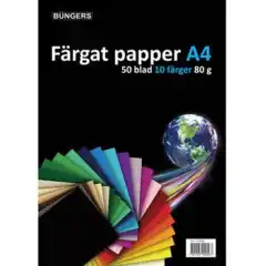 Büngers Farget papir A4 80g 50 ark assortert farger