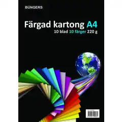 Büngers Farget papir A4 220g 10 ark assortert farger
