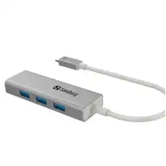 Sanderg USB-C til 3 x USB 3.0 Converter Hvit