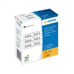 Herma Nummeretiketter 0-999 trippel hvit/sort 10x22mm
