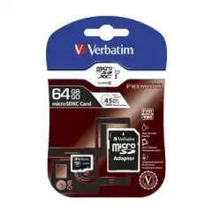 Verbatim Micro SDXC Minnekort 64GB Class 10 m/adapter