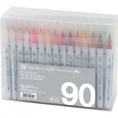 ZIG Akvarellpenn Clean Color Real Brush 90-sett
