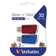 Store n Click USB Drive 32GB (2-pack) Red/Blue