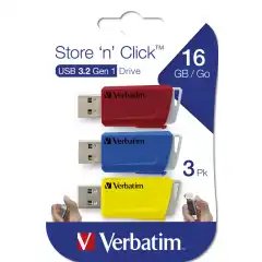 Store n Click USB Drive 16GB (3-pack) Red/Blue/Yellow