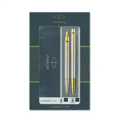Parker IM Børstet Metall GT Duosett BallPoint pen+RollerBall