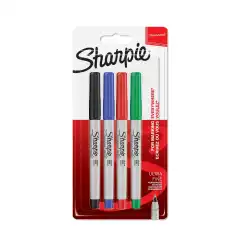 Sharpie Ultra Fine 4-Blister Sort/Rød/Blå/Grønn