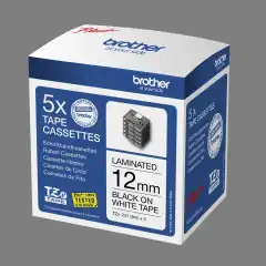 Brother TZE-231 P-Touch Tape Sort på Hvit 12mm (8m) 5stk