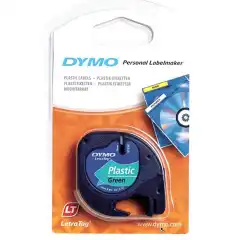 Dymo 91204 LT Label Plast Sort på Grønn 12mm (4m)